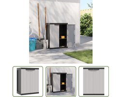 vidaXL Buitenschrank - Tuinkast - Tuinkast 65x37x85 cm polypropeen grijs en zwart - Opbergbox - Tuinopslag - Grijze Tuinkast