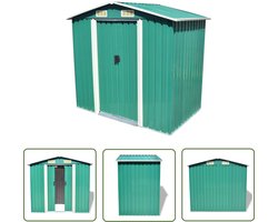 vidaXL Buitenschuur - Tuinberging - Tuinberging 204x132x186 cm metaal groen - Metalen Berging - Staal Berging - Groene Berging