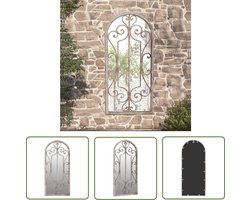 vidaXL Buitenspiegel - Tuin Spiegel - Tuinspiegel 100x45 cm ijzer zandkleurig - Wandspiegel - Vintage Spiegel - Industriële Spiegel