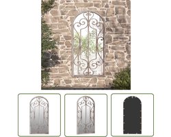 vidaXL Buitenspiegel - Tuin Spiegel - Tuinspiegel 70x30 cm ijzer zandkleurig - Wandspiegel - Vintage Spiegel - Industriële Spiegel