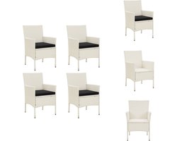 vidaXL Buitenstoel - Buitenstoelen - Tuinstoel - Tuinstoelen - Tuinstoelen 4 st met kussens poly rattan wit