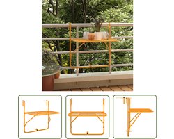 vidaXL Buitentafel - Balkontafel - Balkontafel 60x40 cm staal geel - Gelopen Tafeltje - Bistrotafel - Balkon Decoratie