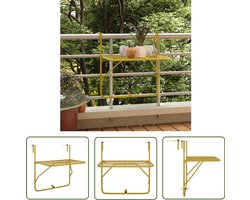 vidaXL Buitentafel - Balkontafel - Balkontafel 60x40 cm staal goudkleurig - Bistrotafel - Gouden Tafel - Staaltafel