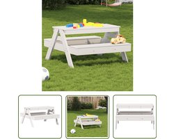 vidaXL Buitentafel Kids - Picknicktafel Kinder - Picknicktafel voor kinderen 88x97x52 cm massief grenenhout wit - Houten Picknicktafel - Grenenhouten Tafel - Kindermeubilair