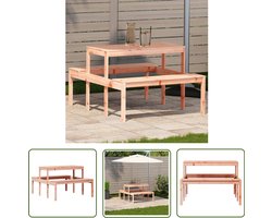 vidaXL Buitentafel - Picknicktafel - Picknicktafel 110x134x75 cm massief douglashout - Houten Tafel - Douglas Hout - Tuinmeubel