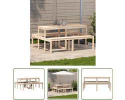 vidaXL Buitentafel - Picknicktafel - Picknicktafel 160x134x75 cm massief grenenhout - Grenenhouten Tafel - Teak Tafel - Lounge Set