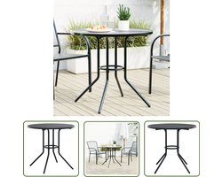 vidaXL Buitentafel - Terrastafel - Terrastafel rond Ø80x72,5 cm gepoedercoat staal antracietkleur - Eetkamertafel - Tuinmeubilair - Antraciet Kleur