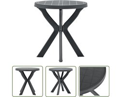 vidaXL Buitentafel - Tuin Tafel - Bistrotafel Ø70 cm kunststof antraciet - Bistroset - Kunststof Tafel - Antraciet Tafel