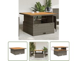 vidaXL Buitentafel - Tuin Tafel - Tuintafel 110x110x71 cm poly rattan en acaciahout grijs - Lounge Set - Patioset - Eetkamerset