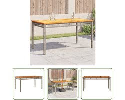 vidaXL Buitentafel - Tuin Tafel - Tuintafel 140x80x75 cm poly rattan en acaciahout grijs - Eetkamertafel - Patio Set - Lounge Set