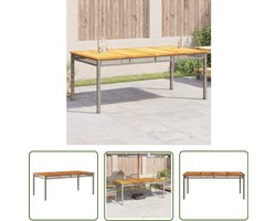 vidaXL Buitentafel - Tuin Tafel - Tuintafel 180x90x75 cm poly rattan en acaciahout grijs - Eetkamertafel - Acacia Hout - Poly Rattan