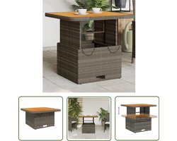 vidaXL Buitentafel - Tuin Tafel - Tuintafel 80x80x71 cm poly rattan en acaciahout grijs - Lounge Set - Patioset - Eetkamerset