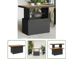 vidaXL Buitentafel - Tuin Tafel - Tuintafel 90x55x71 cm poly rattan en massief acaciahout zwart - Bistrotafel - Patio Set - Lounge Set