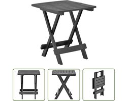 vidaXL Buitentafel - Tuin Tafel - Tuintafel inklapbaar 45x43x50 cm kunststof antraciet - Klaptafel - Kunststof Tafel - Antraciet Tafel