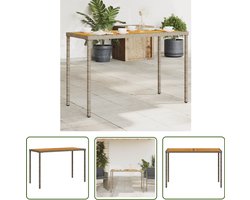 vidaXL Buitentafel - Tuin Tafel - Tuintafel met acaciahouten blad 115x54x74 cm poly rattan grijs - Acacia Hout - Poly Rattan - Grijze Tafel