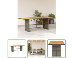 vidaXL Buitentafel - Tuin Tafel - Tuintafel met acaciahouten blad 190x80x74 cm poly rattan grijs - Eetkamertafel - Acacia Hout - Poly Rattan