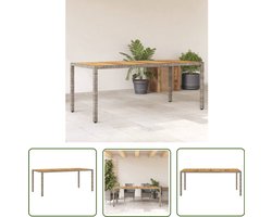 vidaXL Buitentafel - Tuin Tafel - Tuintafel met acaciahouten blad 190x90x75 cm poly rattan grijs - Eetkamertafel - Acacia Hout - Poly Rattan