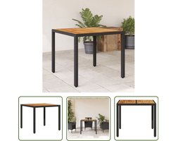 vidaXL Buitentafel - Tuin Tafel - Tuintafel met acaciahouten blad 90x90x75 cm poly rattan zwart - Eetkamertafel - Patio Set - Acacia Hout