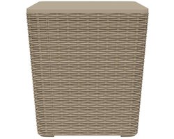 vidaXL Buitentafel - Tuin Tafel - Tuintafel met afneembaar deksel polypropeen lichtbruin - Bistrotafel - Patio Set - Outdoor Furniture