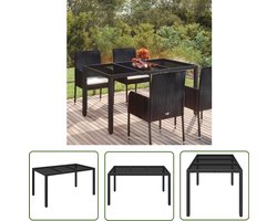 vidaXL Buitentafel - Tuin Tafel - Tuintafel met glazen blad 150x90x75 cm poly rattan zwart - Eetkamertafel - Patio Set - Garden Furniture