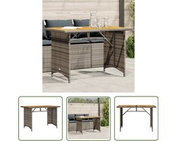 vidaXL Buitentafel - Tuin Tafel - Tuintafel met houten blad 110x68x70 cm poly rattan grijs - Eetkamertafel - Patio Set - Lounge Set