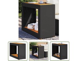 vidaXL Buitentafel - Tuinbijzettafel - Tuinbijzettafel met houten blad 100x40x75 cm poly rattan zwart - Bistrotafel - Patioset - Garden Furniture