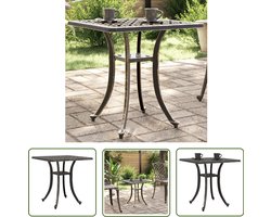 vidaXL Buitentafel - Tuinstoel Aluminium - Tuintafel 53x53x53 cm gietaluminium bronskleurig - Terrastafel - Bistroset - Balkon Set
