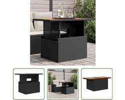 vidaXL Buitentafel - Tuinstoel - Tuintafel 100x55x73 cm poly rattan en acaciahout zwart - Lounge Set - Patioset - Outdoor Furniture