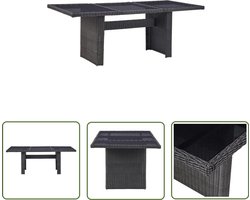 vidaXL Buitentafel - Tuinstoel - Tuintafel 200x100x74 cm glas en poly rattan zwart - Eetkamerset - Patio Set - Outdoor Furniture