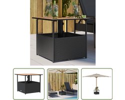 vidaXL Buitentafel - Tuinstoel - Tuintafel met parasolgat 55x55x46,5 cm poly rattan zwart - Lounge Set - Outdoor Furniture - Terrassenset