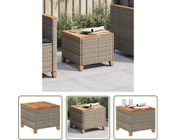 vidaXL Buitentafel - Tuintafel - Tuintafel 45x45x37 cm poly rattan en acaciahout grijs - Patiotafel - Bistrotafel - Kleine Tafel