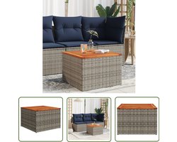 vidaXL Buitentafel - Tuintafel - Tuintafel 55x55x37 cm poly rattan en acaciahout grijs - Patiotafel - Garden Furniture - Lounge Set