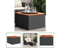 vidaXL Buitentafel - Tuintafel - Tuintafel 55x55x37 cm poly rattan en acaciahout zwart - Patiotafel - Bistrotafel - Zwarte Tuintafel