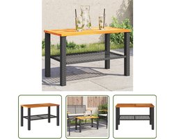 vidaXL Buitentafel - Tuintafel - Tuintafel 70x38x42 cm poly rattan en acaciahout zwart - Patiotafel - Bistrotafel - Eetkamerset