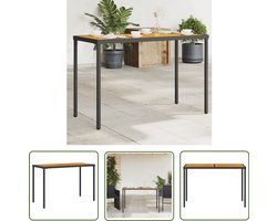 vidaXL Buitentafel - Tuintafel - Tuintafel met acaciahouten blad 115x54x74 cm poly rattan zwart - Acacia Hout - Ratan Tafel - Zwarte Tafel