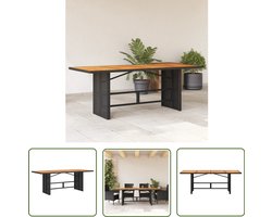 vidaXL Buitentafel - Tuintafel - Tuintafel met acaciahouten blad 190x80x75 cm poly rattan zwart - Eetkamertafel - Acacia Hout - Ratan Tafel