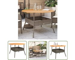 vidaXL Buitentafel - Tuintafel - Tuintafel met acaciahouten blad Ø110x71 cm poly rattan grijs - Acacia Hout - Poly Rattan - Grijze Tuinset