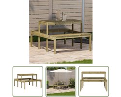 vidaXL Buitentafels - Picknicktafel - Picknicktafel 110x134x75 cm geïmpregneerd grenenhout - Houten Tafels - Tuinmeubel - Balkon Meubel
