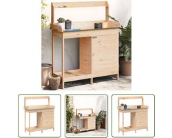 vidaXL Buitentafeltje - Oppottafel - Oppottafel met kast 110,5x45x124,5 cm massief vurenhout - Plantentafel - Houtskelet - Tuinopbergkast