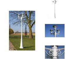 vidaXL Buitenverlichting - Buitenverlichtingen - Tuinlantaarn - Tuin Lantaarn - Tuinlantaarn Kingston 3-arms 215 cm wit