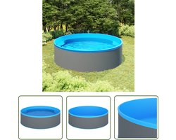 vidaXL Buitenzwembad - Zwembad - Splasher pool 350x90 cm grijs - Badkuip - Staal Zwembad - Pvc Zwembad