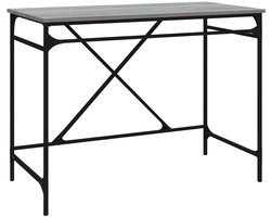 vidaXL - Bureau - 100x50x75 - cm - bewerkt - hout - en - ijzer - grijs - sonoma - eiken