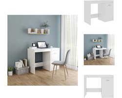 vidaXL - Bureau - 100x50x76 - cm - bewerkt - hout - wit