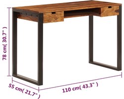 vidaXL - Bureau - 110x55x78 - cm - massief - acaciahout - en - staal
