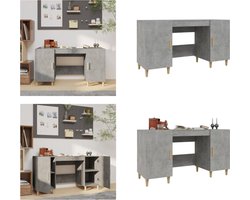 vidaXL - Bureau - 140x50x75 - cm - bewerkt - hout - betongrijs