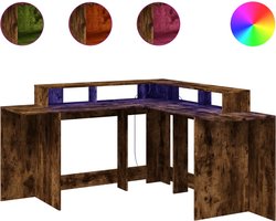 vidaXL Bureau - 152x152x91 cm - Gerookt Eiken - LED-licht