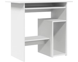 vidaXL Bureau - 80x45x74 cm - Bewerkte hout - Wit Modern Bureau - Computerbureau - Kantoorbureau - Thuiswerkplek - Compact Bureau