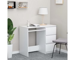 vidaXL - Bureau - 90x45x76 - cm - bewerkt - hout - wit