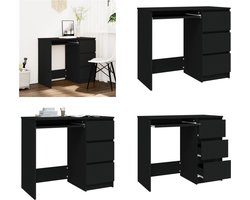 vidaXL - Bureau - 90x45x76 - cm - bewerkt - hout - zwart