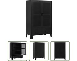 vidaXL Bureau Accessoires - Archief Kast - Kantoorkast met gaasdeuren industrieel 75x40x120 cm staal zwart - Metalen Kast - Zwarte Kast - Opslagkast